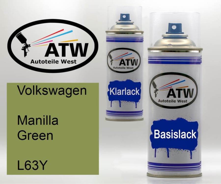 Volkswagen, Manilla Green, L63Y: 400ml Sprühdose + 400ml Klarlack - Set, von ATW Autoteile West.